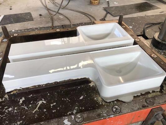 custom size SMC P-basin P-shape SMC bathroom sink  one-piece molded SMC vanity basin